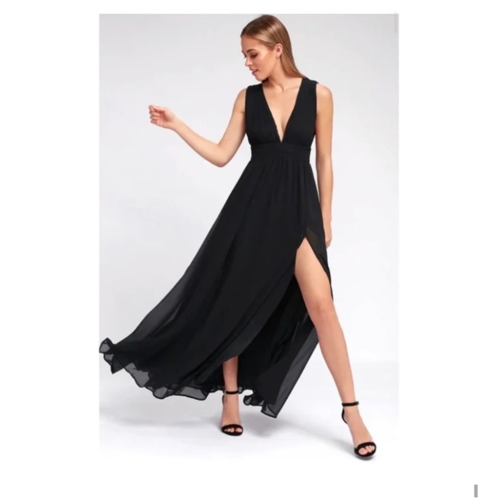 Lulus Black Chiffon Maxi Dress